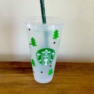 24 ounce Starbucks Tumblr Christmas tree theme